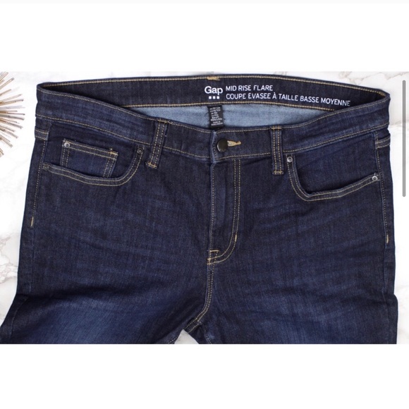 Gap Mid Rise Flare Bootcut Dark Wash Denim Jeans - Picture 3 of 6